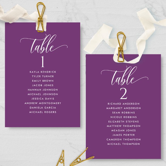 Purple, Seating Plan Cards with Guest Names (Creator Uploaded)