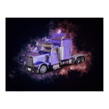 Purple Semi Tractor Trailer Truck