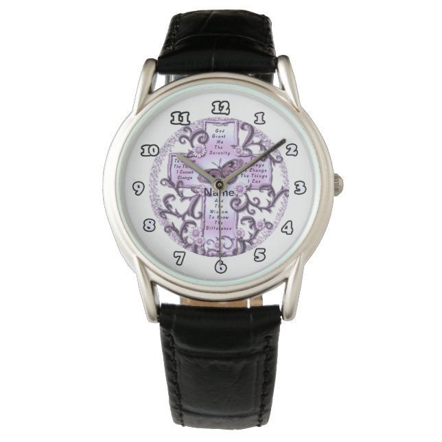 Purple Serenity Prayer Cross Watch (Front)
