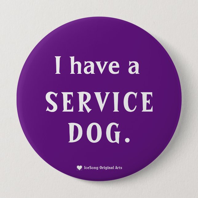 Purple Service Dog 10 Cm Round Badge (Front)