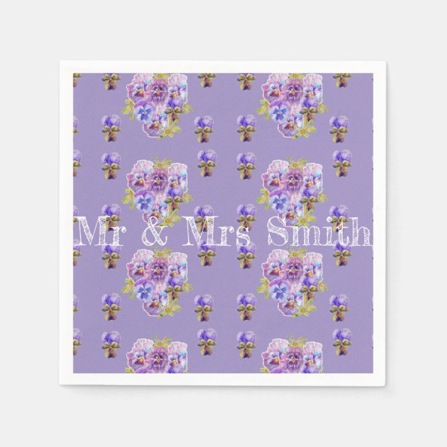 Purple Shabby Pansy Decor Serviette Napkins lilac (Front)