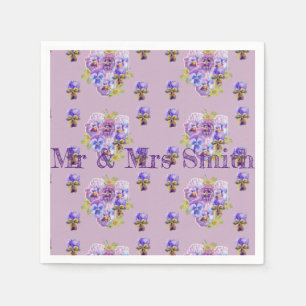 Purple Shabby Pansy Decor Serviette Napkins lilac