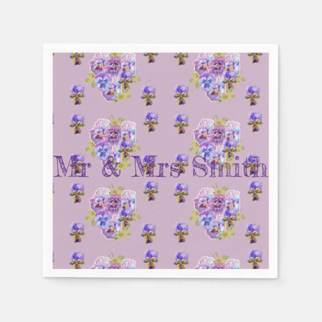 Purple Shabby Pansy Decor Serviette Napkins lilac (Front)