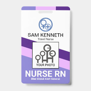 Purple Shade Stripes Medical Hospital Nurse Photo ID Badge