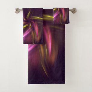 Purple Shades Abstract Flower Fantasy Bath Towel Set
