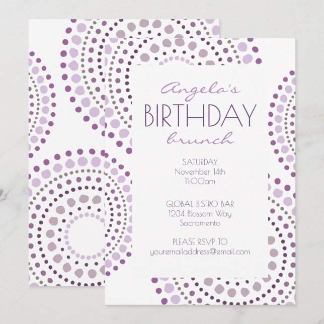 Purple Shades Boho Mosaic Tribal Birthday Invitation (Front/Back)