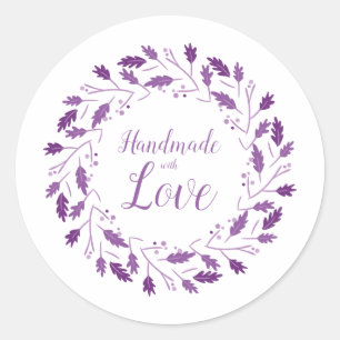 Purple Shades Design with Leaves & Branches Classic Round Sticker