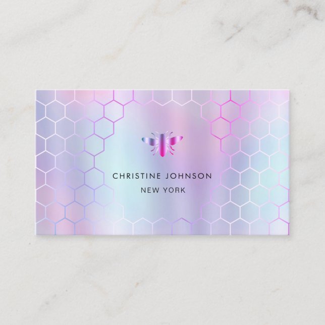 purple shades honeycomb hexagons bee logo business business card (Front)