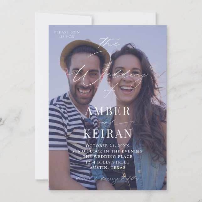 Purple Shades Photo Wedding Invitation (Front)