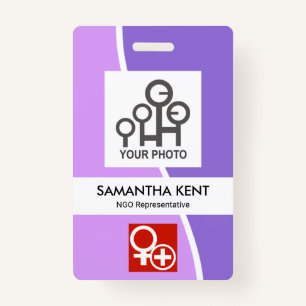 Purple Shades White Wave Photo Template Staff ID ID Badge