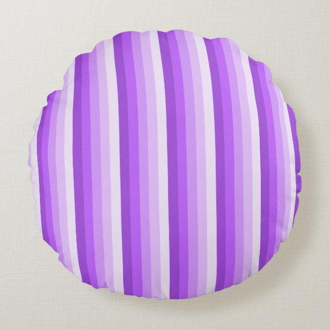 Purple shadow stripes round cushion (Front)