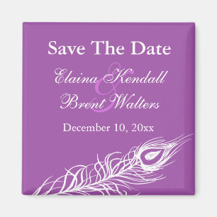 Purple Shake your Tail Feathers Save the Date Magnet