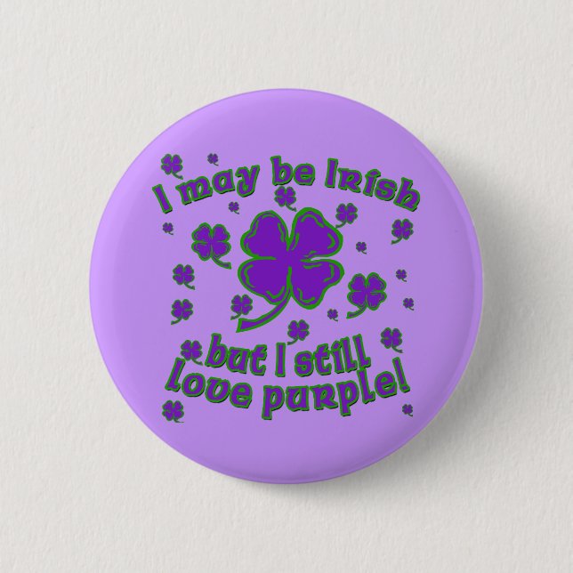 Purple Shamrock St. Patrick's Day Design 6 Cm Round Badge (Front)