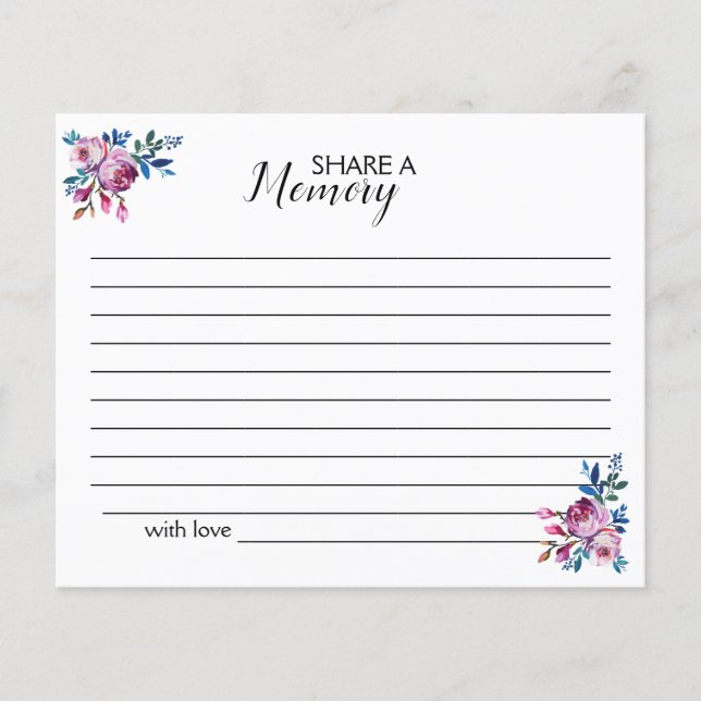  Purple Share a Memory, Simple Funeral Card (Front)