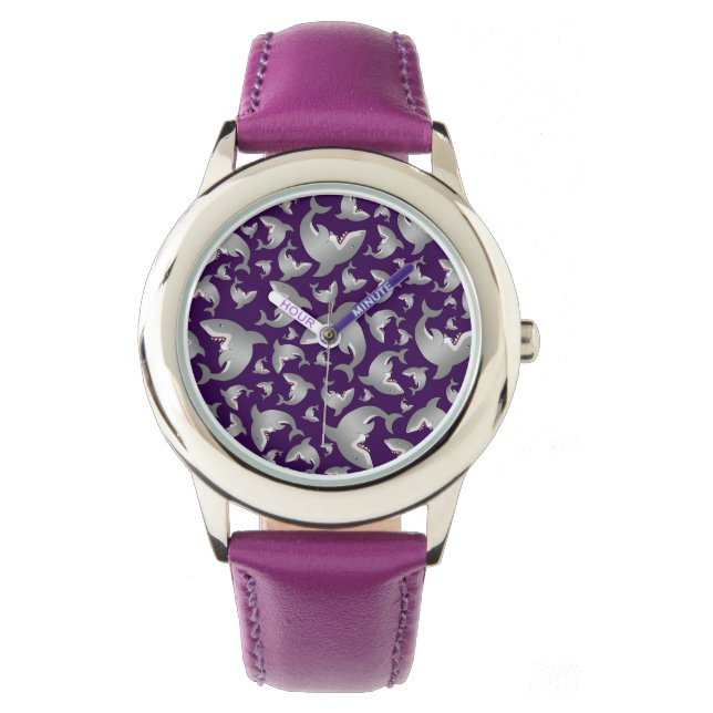 Purple shark pattern watch (Front)