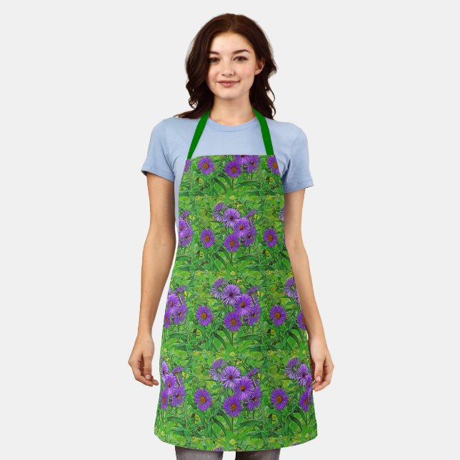 PURPLE SHASTA DAISIES  APRON (Worn)