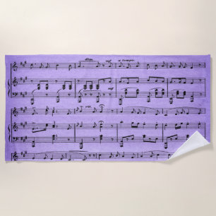 Purple Sheet Music Beach Towel
