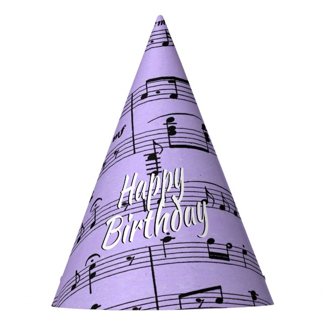 Purple Sheet Music Birthday Party Hat (Front)
