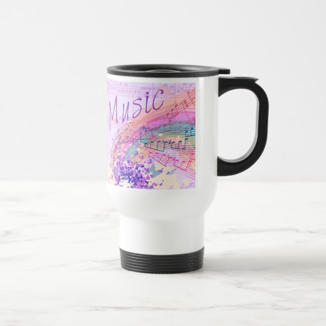 Purple Sheet Music Colorsplash Travel Mug (Right)