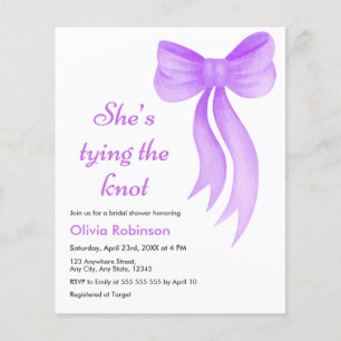 Purple She's Tying the Knot Bridal Shower Invite