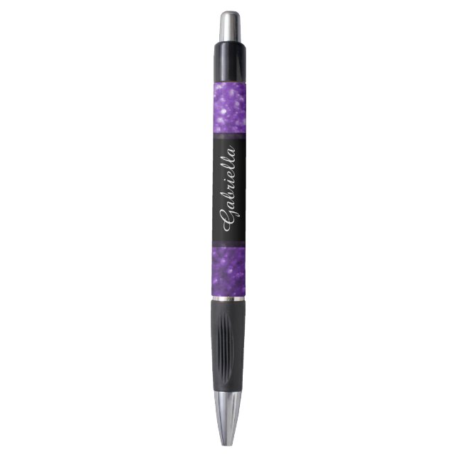 Purple Shimmer Personalised Emmy Style Ink Pen (Front Vertical)