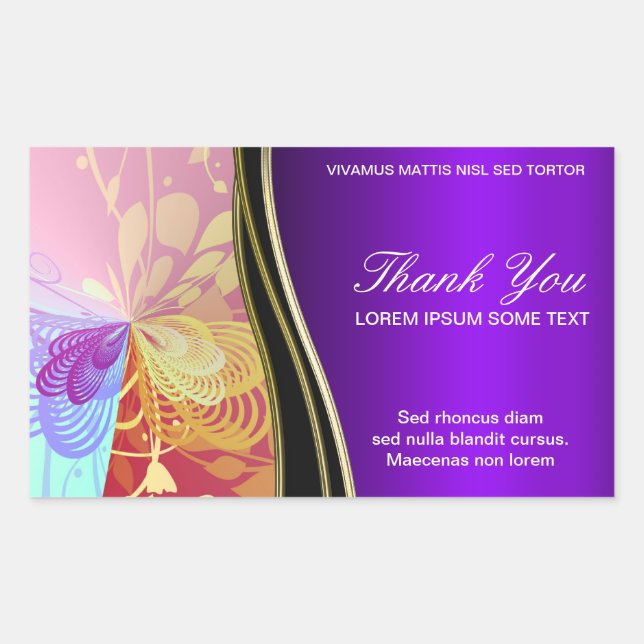 Purple Shine Abstract Thank You Sticker (Front)