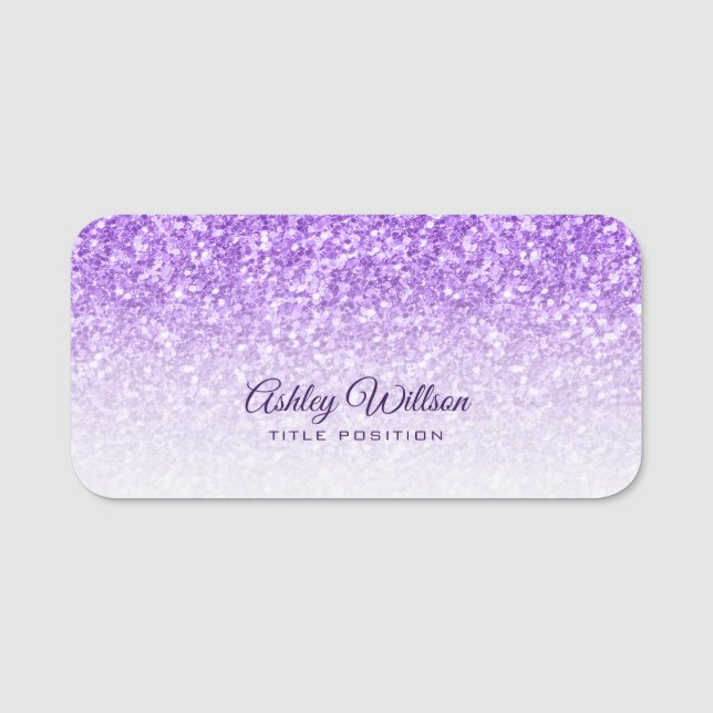 Purple Shiny Glitter Name Tag (Front)