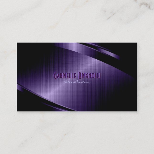 Purple Shiny Metallic Brushed Aluminium Look Business Card (Front)