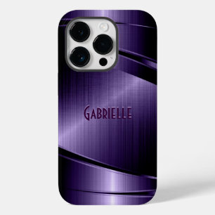 Purple Shiny Metallic Brushed Aluminium Look Case- Case-Mate iPhone 14 Pro Case