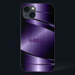 Purple Shiny Metallic Brushed Aluminium Look iPhone 13 Case<br><div class="desc">Shiny purple metallic brushed aluminium look. Custom and optional monogram. Cool masculine design. Available on other products</div>