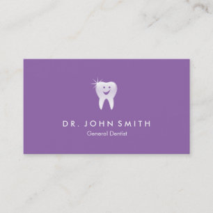 Purple Shiny Smiling Tooth Dental Appointment Card