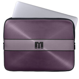 Purple Shiny Stainless Steel Metal 2 Laptop Sleeve