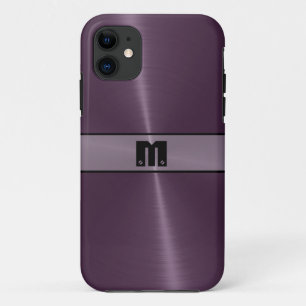 Purple Shiny Stainless Steel Metal 9 iPhone 11 Case