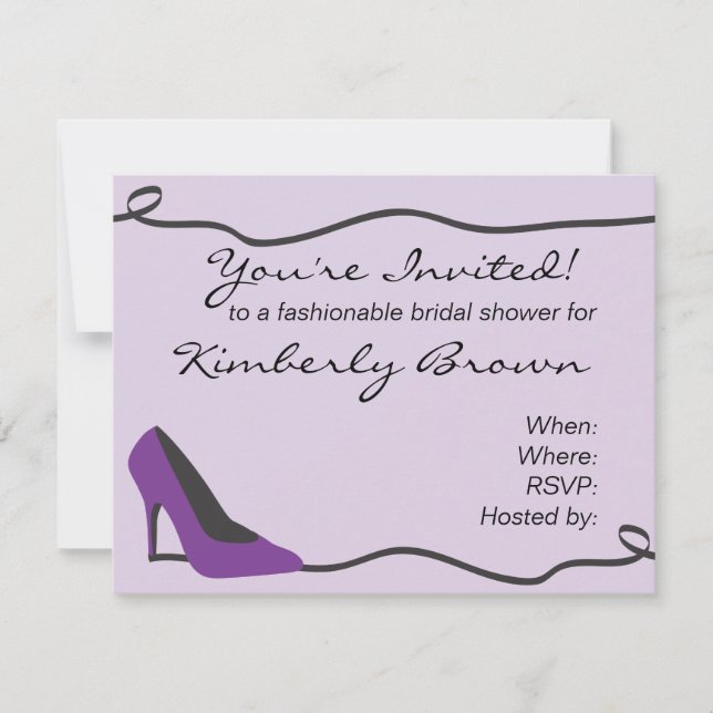 Purple Shoe Bridal Shower Invitation (Front)