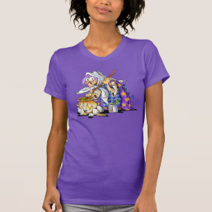 Purple Short Sleeve Halloween Shirt With Witch