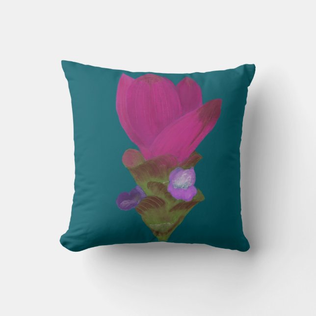 Purple Siam Tulip Decorative Pillow (Front)