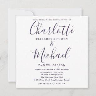 Purple Signature Photo Square Wedding Invitation