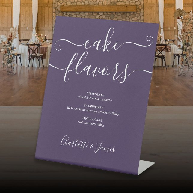 Purple Signature Script Cake Flavours Pedestal Sign (Purple Signature Script Cake Flavors Pedestal Sign)