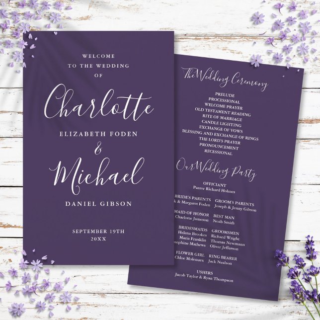 Purple Signature Script Wedding Program (Purple Signature Script Wedding Program)