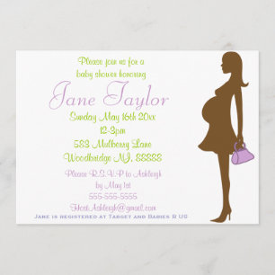 Purple Silhouette Baby Shower Invitations
