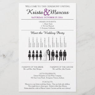 Purple Silhouettes Wedding Program Flyer