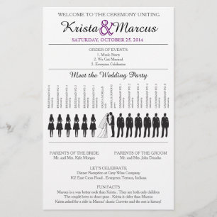 Purple Silhouettes Wedding Program Flyer