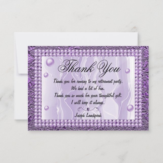Purple Silk, Purple Pearls & Purple Foil Thank You Card (Front)