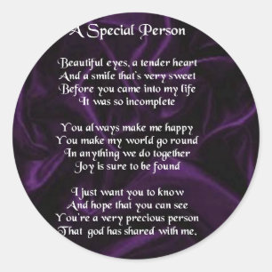 Purple Silk - Special Person poem Classic Round Sticker