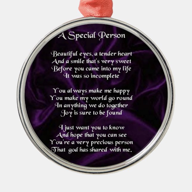 Purple Silk - Special Person poem Metal Tree Decoration (Front)