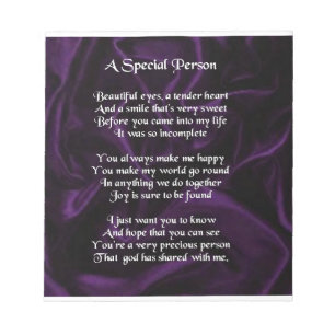 Purple Silk - Special Person poem Notepad