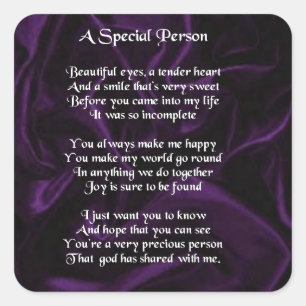 Purple Silk - Special Person poem Square Sticker