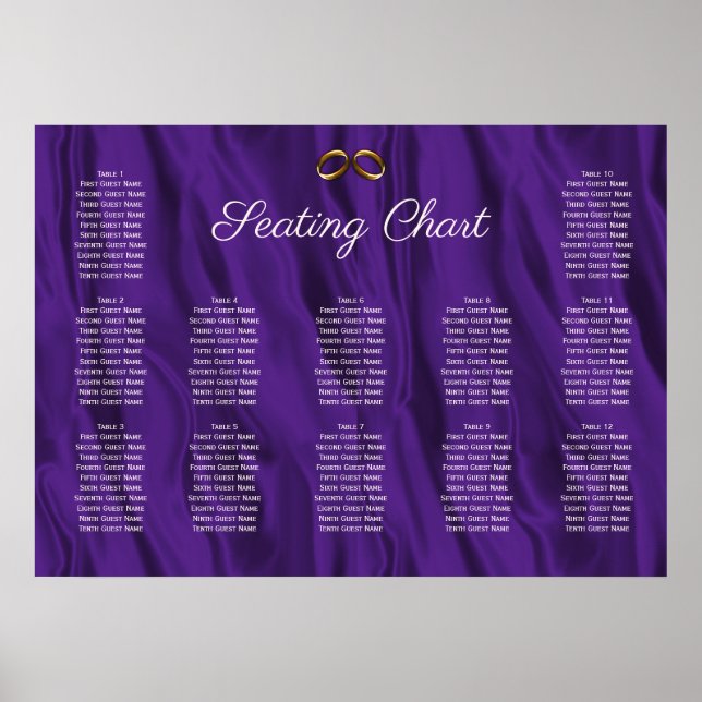 Purple Silk Wedding Seating Chart (Front)