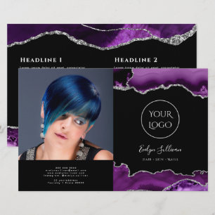 purple silver agate bifold brochure