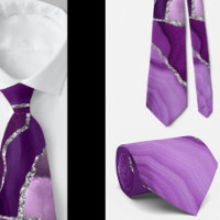 Purple Silver Agate Glitter Formal Neck Ties